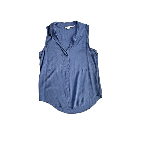 Max Studio Tops - Max Studio Womens Large Blue 100% Silk Sleeveless Button Front Blouse Top L
